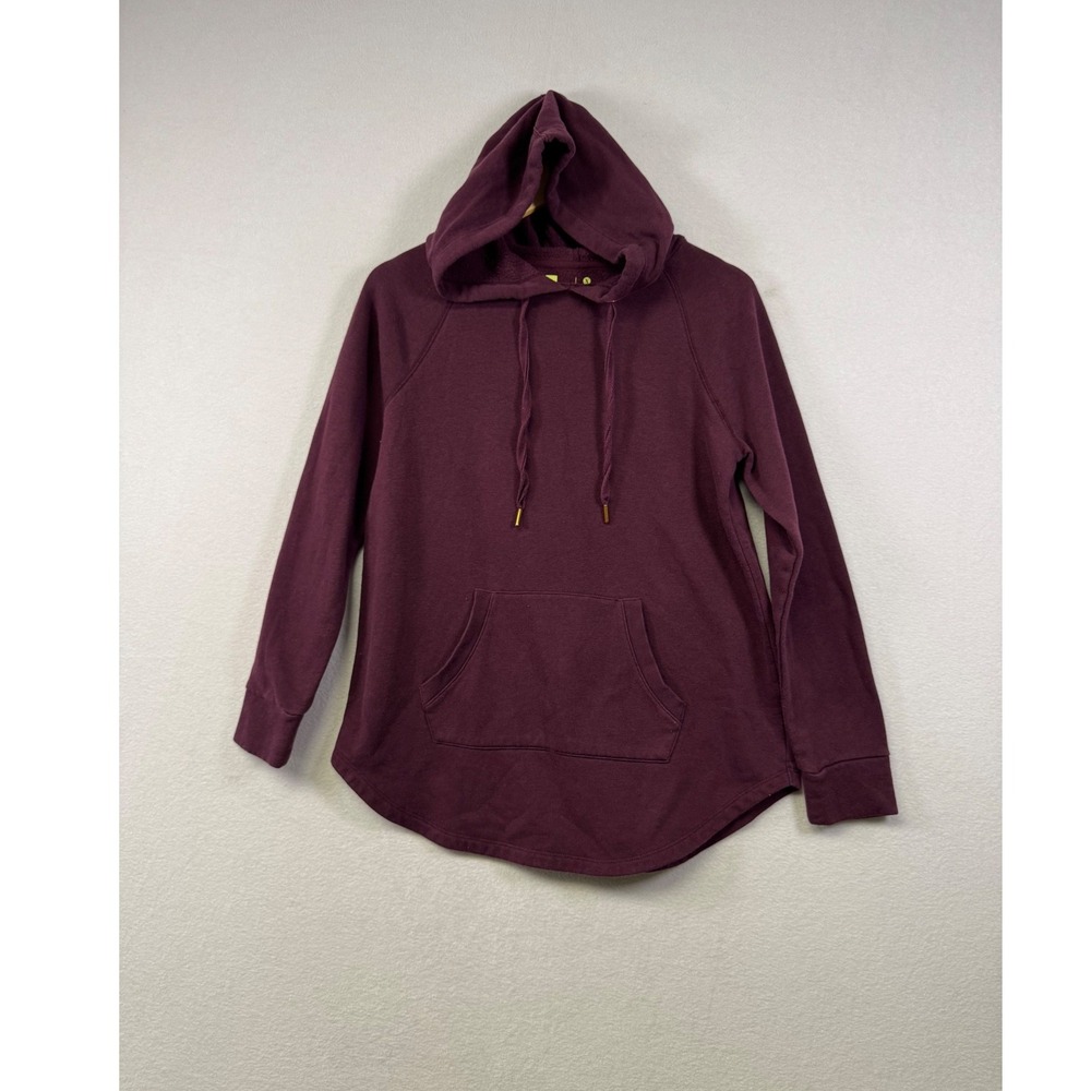 Xersion Hoodie Women Small Burgundy Pullover Fleece Curved Hem Long Sleeve Solid